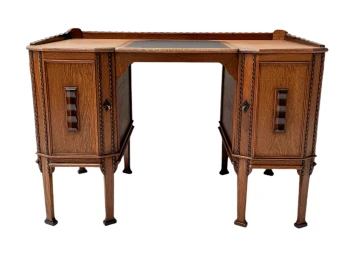 Art Deco Amsterdamse School Oak Pedestal Desk, 1920s